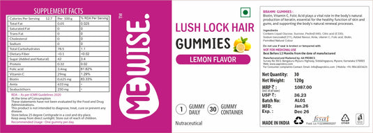 Meno Wise Lush Lock Hair Gummies (Lemon)