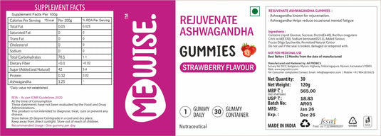 Meno Wise Rejuvenate Ashwagandha Gummies (strawberry)