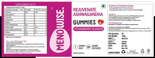 Meno Wise Rejuvenate Ashwagandha Gummies (strawberry)